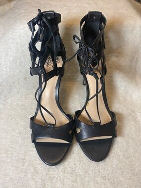 New Vince Camuto Black Lace-Up Strappy High-Heel Sandals